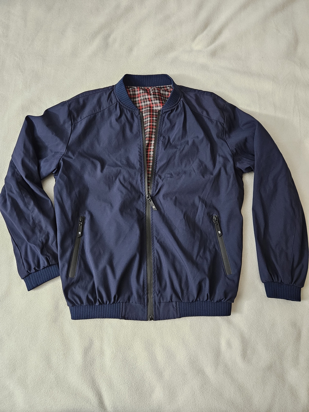 Men's Navy Bomber Jacket - Classic Lightweight Coat